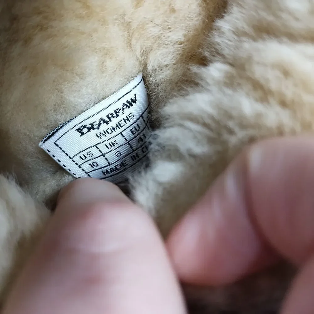 BEARPAW‎ Winter Boots Womens Size 10 Tan Suede Leather Sheepskin Wool Lining